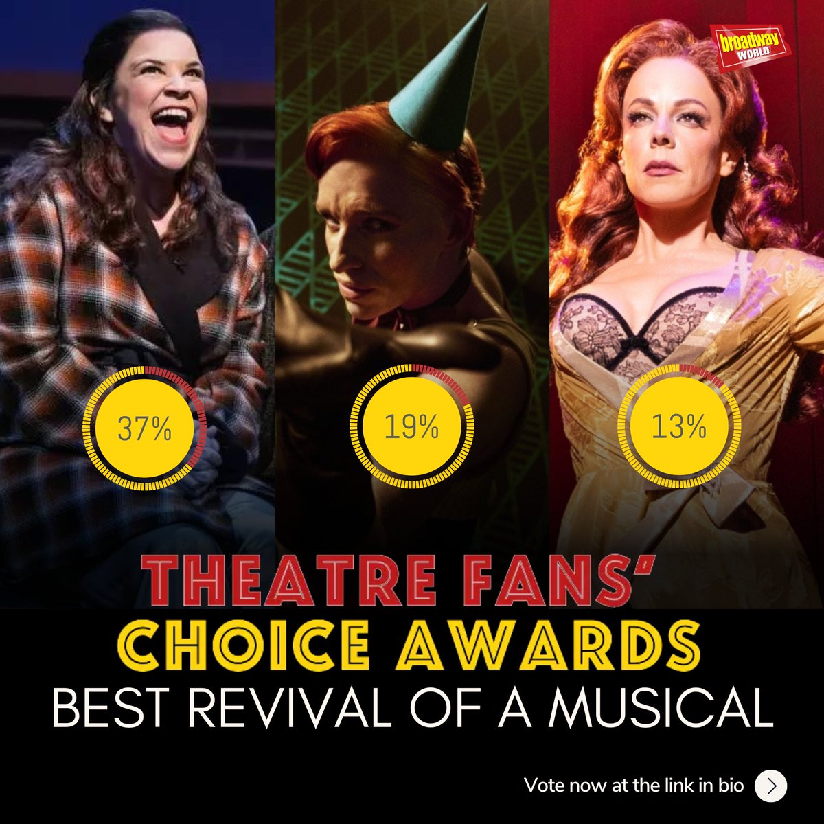 Vote now: bway.world/u2i4a This Broadway season was stacked with reimagined revivals of our most beloved musicals, but which production stood above the rest? Vote for your favorite productions in the BroadwayWorld Theatre Fans' Choice Awards. Voting closes June 2.