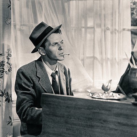 Frank Sinatra as Barney Sloan in 'Young at Heart'. One of the movie's songs became a trademark 'saloon song' for Sinatra: 'Make It One for My Baby (And One More for the Road'). Photo by Bettmann/Getty Images