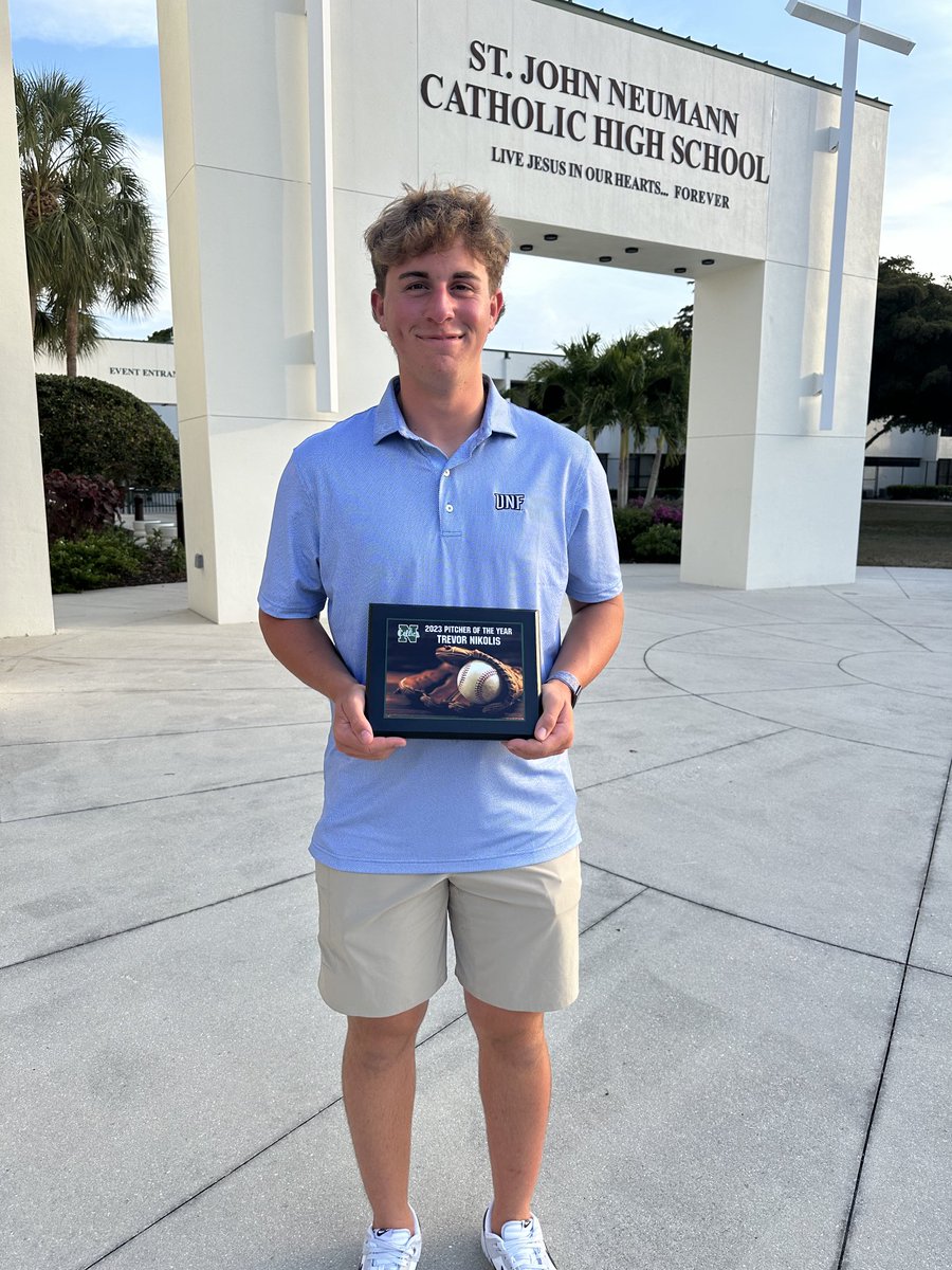 ⁦⁦⁦<a href="/NikolisTrevor/">Trevor Nikolis</a>⁩ is Pitcher of the Year for St John Neumann. ⁦<a href="/OspreyBSB/">UNF Baseball</a>⁩