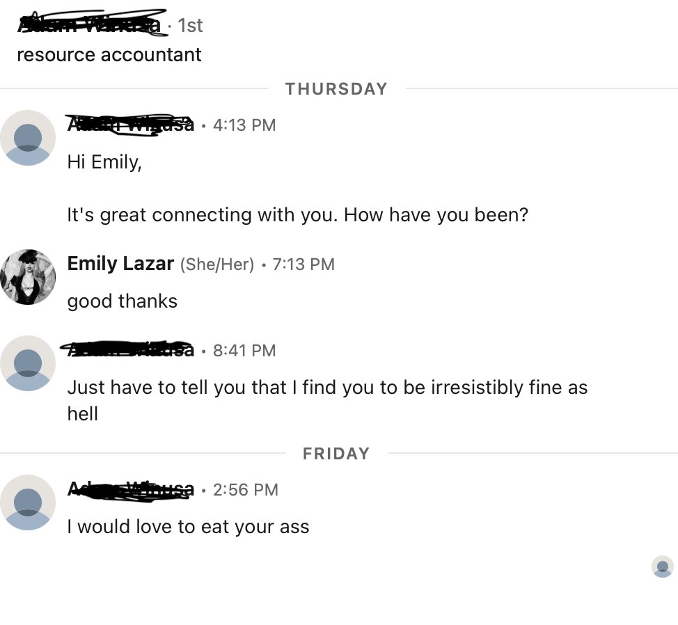 Again, when did @LinkedIn become a 'dating' app where men behave like this? I'm f*cking embarrassed for your gender guys. Do better. (Ps tried to cover his name but in all honesty this guy deserves to be dragged)