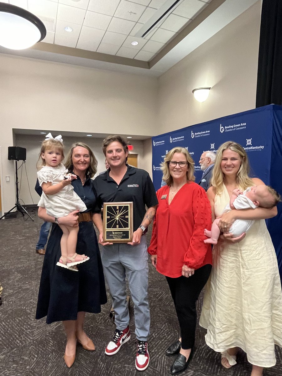 Congrats to GFCB Alumni, Spence Sheldon ('16). He was named the 2024 Small Business Person of the Year at the Bowling Green Area Chamber of Commerce annual Excellence Awards Luncheon. #wku #wkualumni #donatospizza #entrepreneurship