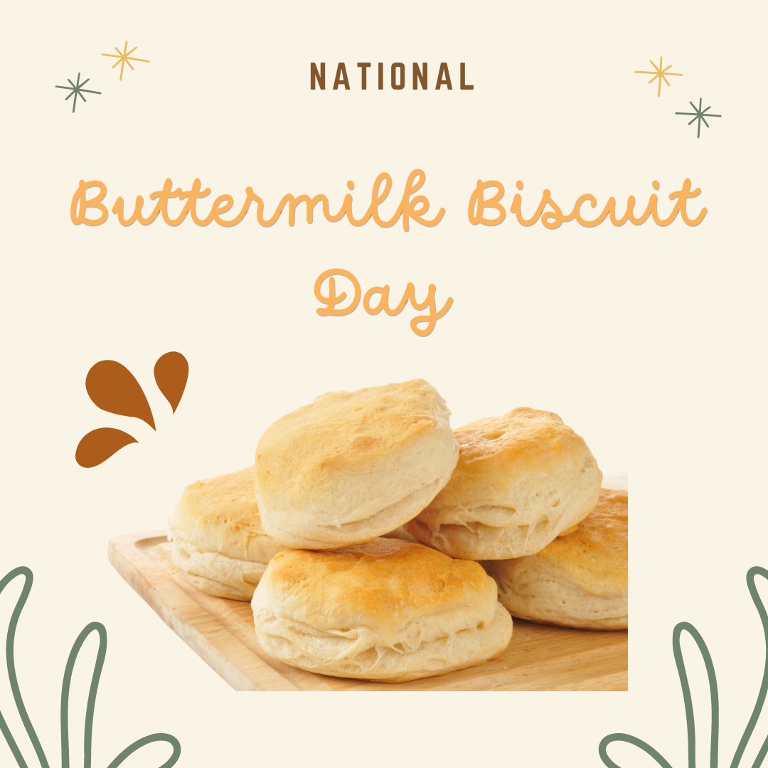 🥳 Happy National Buttermilk Biscuit Day! 🍽️ Let's indulge in the warm, flaky goodness of this beloved Southern comfort food. Whether you enjoy them with butter, honey, gravy, or jam, there's no denying the irresistible charm of buttermilk biscuits. So, gather