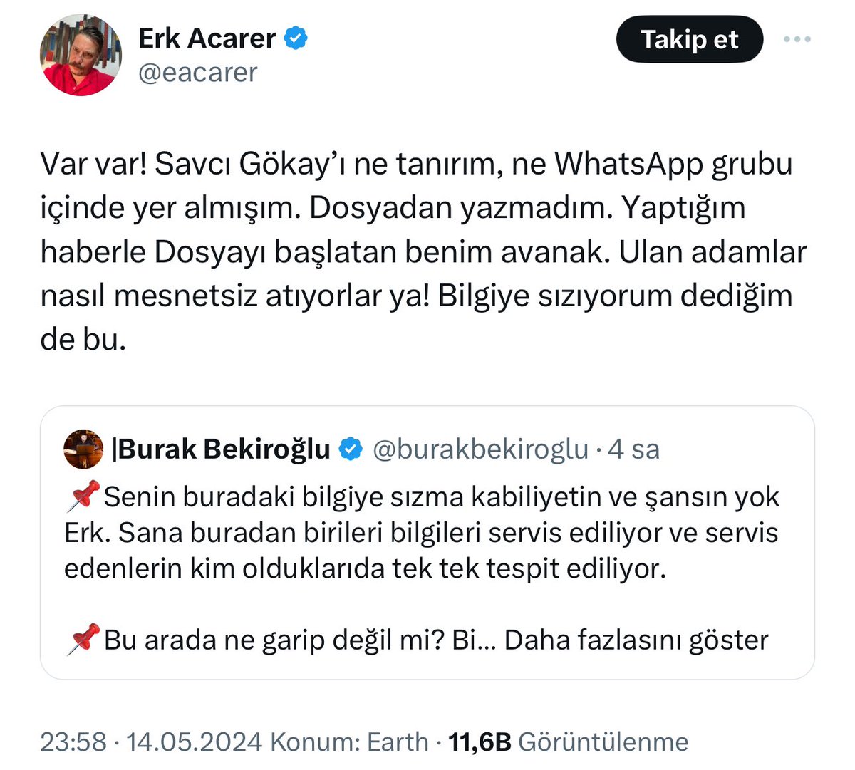 Erk Acarer sıvamaya başlamış, @furkancerkes ve @burakbekiroglu nun sağlı sollu saldırısıyla kendi ağzıyla dökülüyor... #SONDAKİKA Ak Parti Genel Merkezi Cumhurbaşkanı Erdoğan 15 Temmuz #AtaEmreAkman İdam Kibir MHP Genel Başkanı Devlet Bahçeli