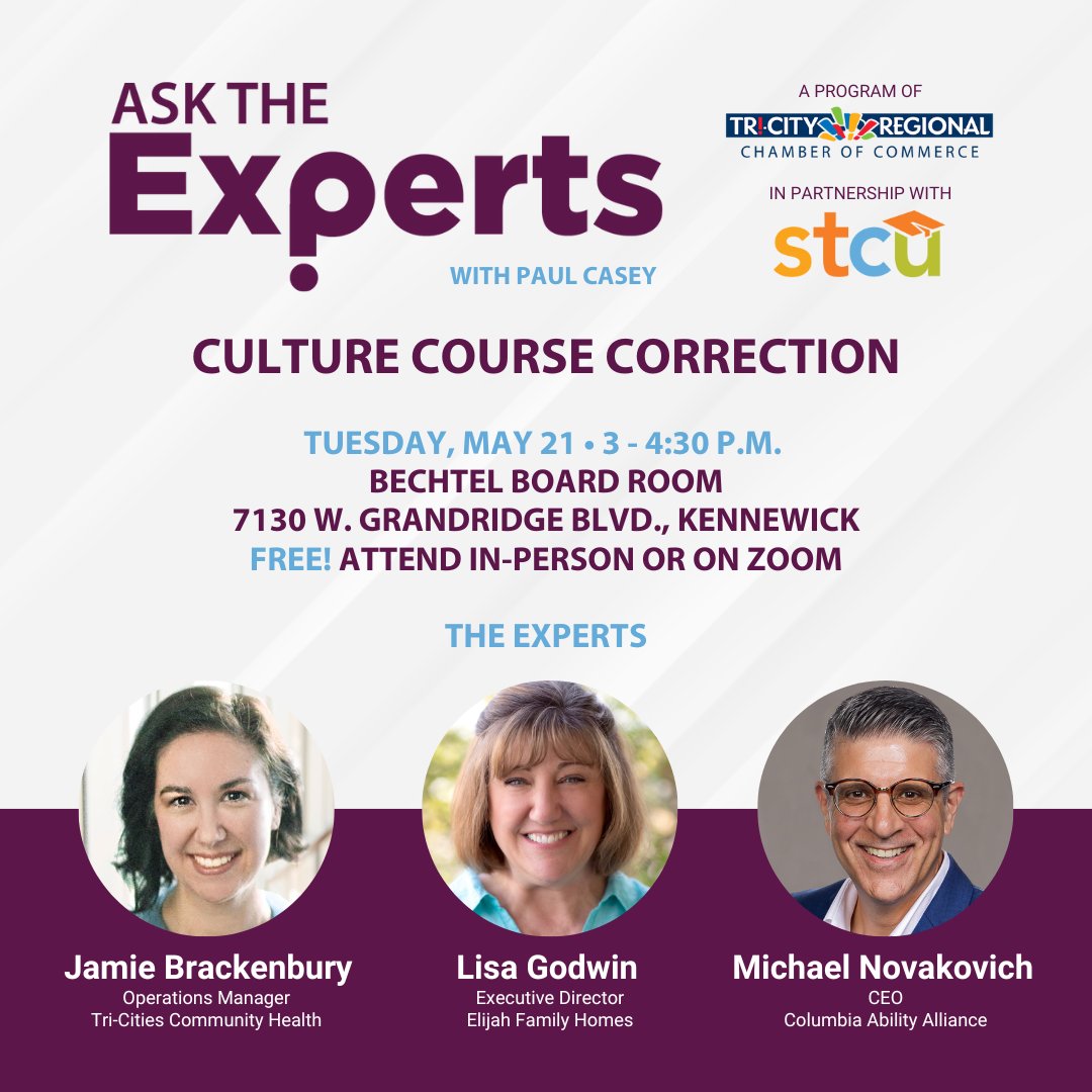 Join us for Ask the Experts: Culture Course Correction on May 21. Learn more and register: web.tricityregionalchamber.com/events/Askthe%…
