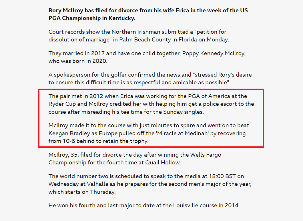 🤔If there's any women out there working for the #PGAChampionship in America and looking for a new husband all you have to do is get @McIlroyRory a police escort to make sure he makes his tee time and you are sorted👌

⛳️ #FullofTwitt 😉