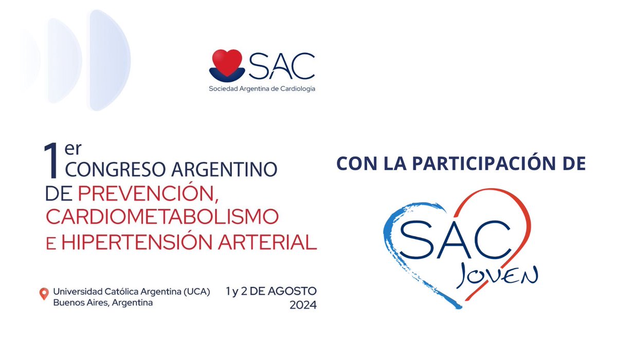 Se viene el 1er Congreso Argentino de Prevención, Cardiometabolismo e Hipertensión arterial y @SACJoven está presente! @SAC_54