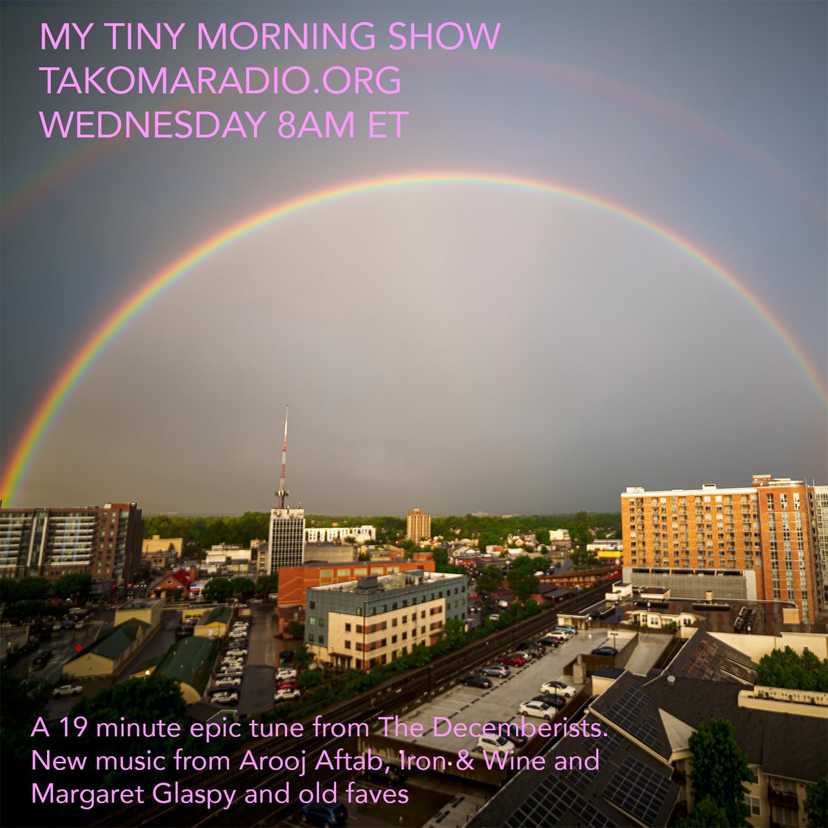My Tiny Morning Show with a 19-minute epic tune from The Decemberists, new Arooj Aftab, Iron & Wine, Margaret Glaspy, and old faves including Eno & Byrne and The Antlers. Listen To Bob on Takoma Radio, Wednesday, 8am ET,
takomaradio.org/schedule
Archived mixcloud.com/bob-boilen/