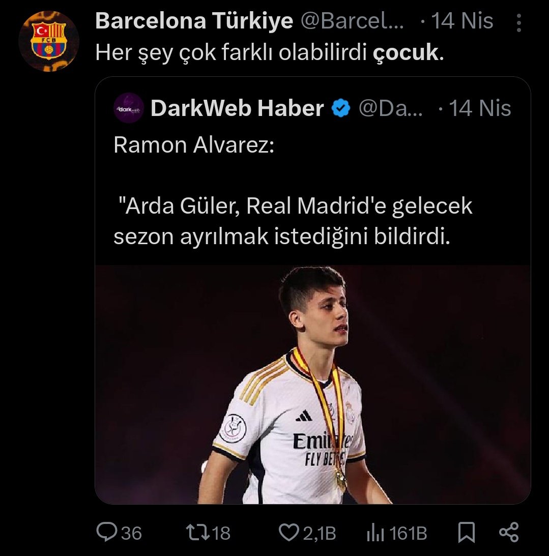 Herif şu tweeti attığından beri Arda  Barcelona maçı hariç diğer 4 maçta oynadı ve 3 gol attı.