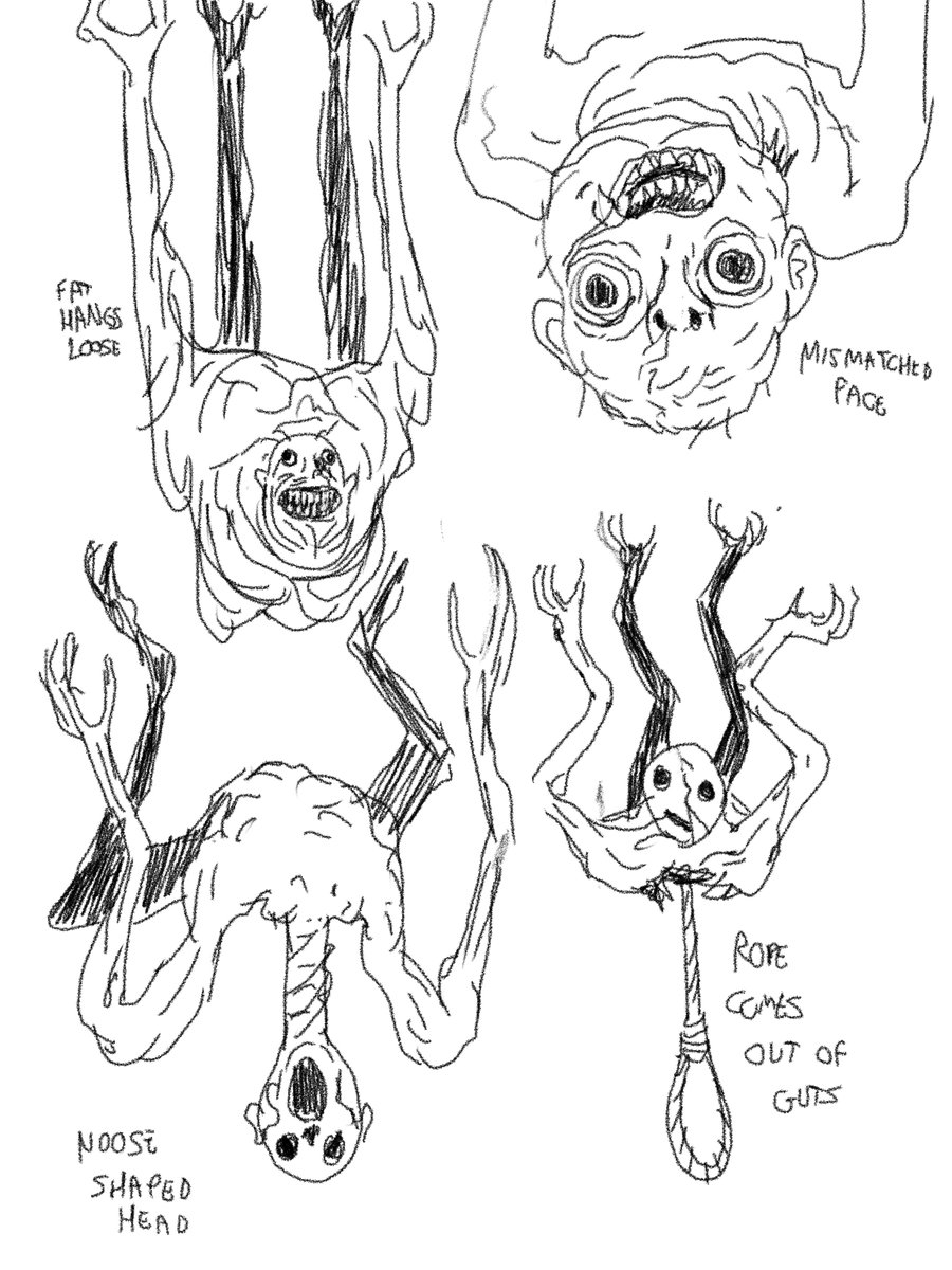 I got the go-ahead to post some of the concept art i did for the horror film Tarot (now in theatres!) These are the final designs for The Hanged Man character, along with some weirder concept sketches. He was probably my favourite to design.