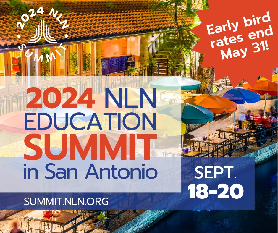 🐦 The early bird gets the best rate at #NLNSummit24! Save over $400 when you register by May 31 for the NLN Education Summit and get three days of learning, networking &amp; inspiration on competency-based education &amp; the future of nursing. Join us! summit.NLN.org
