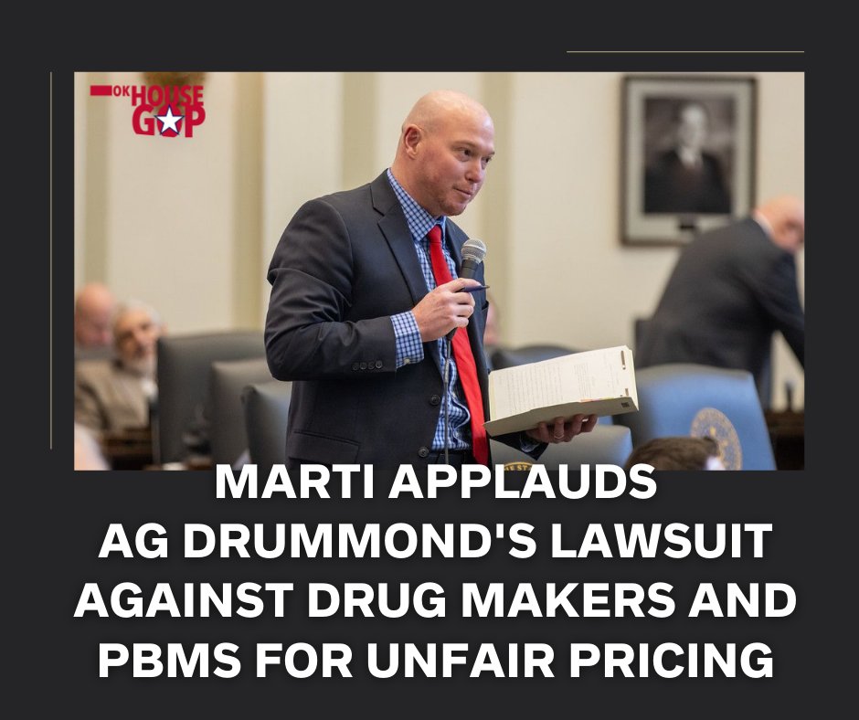 'Since the Attorney General's office took authority over PBMs, we have seen progress in curbing their anti-competitive and monopolistic practices.' - Rep. T.J. Marti, R-Broken Arrow. Read more: okhouse.gov/posts/news-202… #okleg