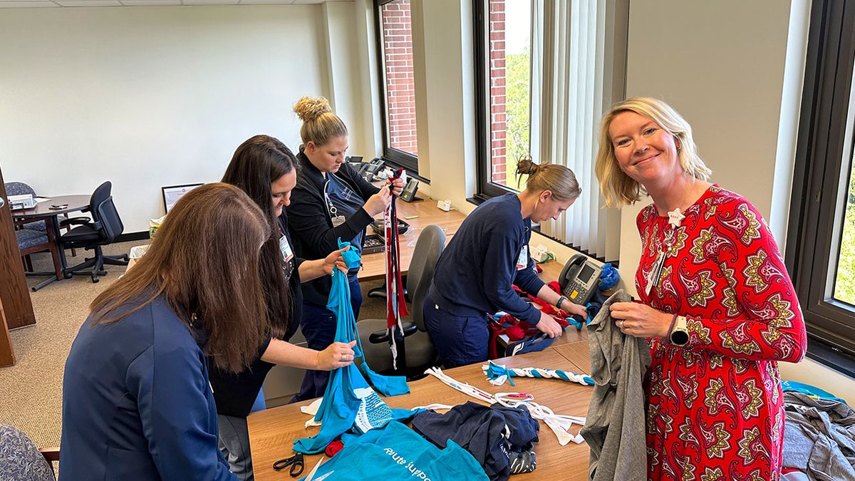 It was ruff work, but well worth it to help our four-legged friends. 🐾 Thanks to our professional practice, education, and accreditation #nurses, who made dog toys for @FranklinCoDog to mark #OncologyNursingMonth.