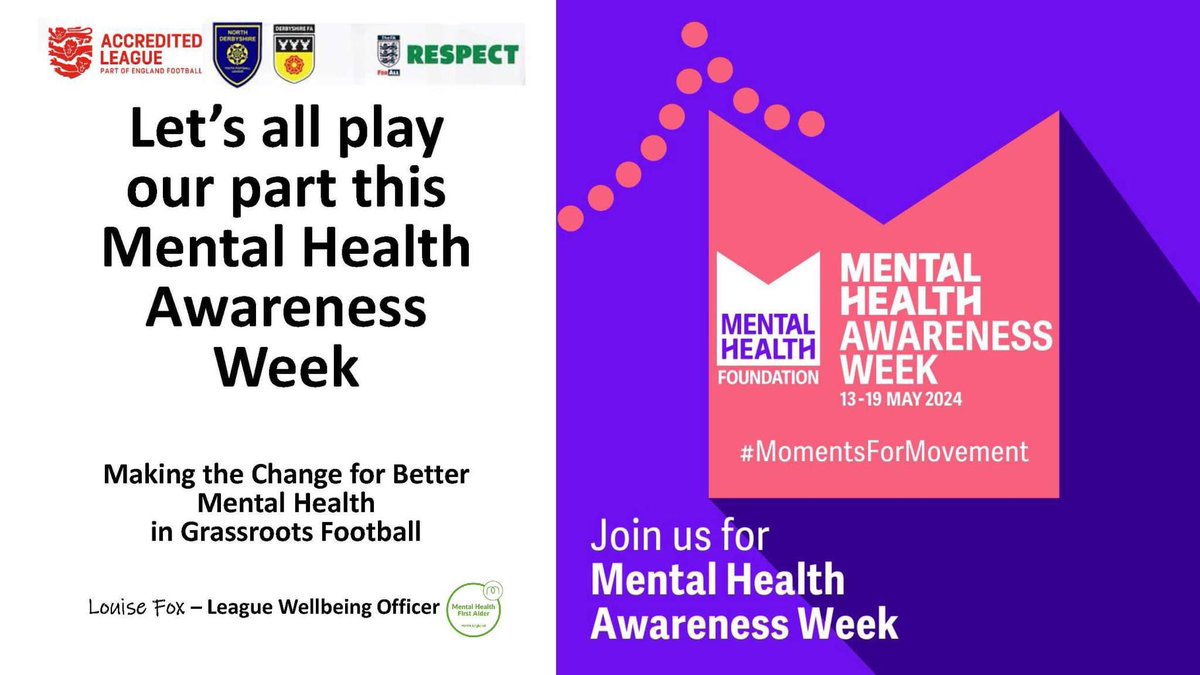 From Players to Parents - let’s all take some time to make the effort to increase our activity levels.  
#MomentsForMovement 💚⚽️ #MHAW2024 @ndyfl @DerbyshireFA @mentalhealth