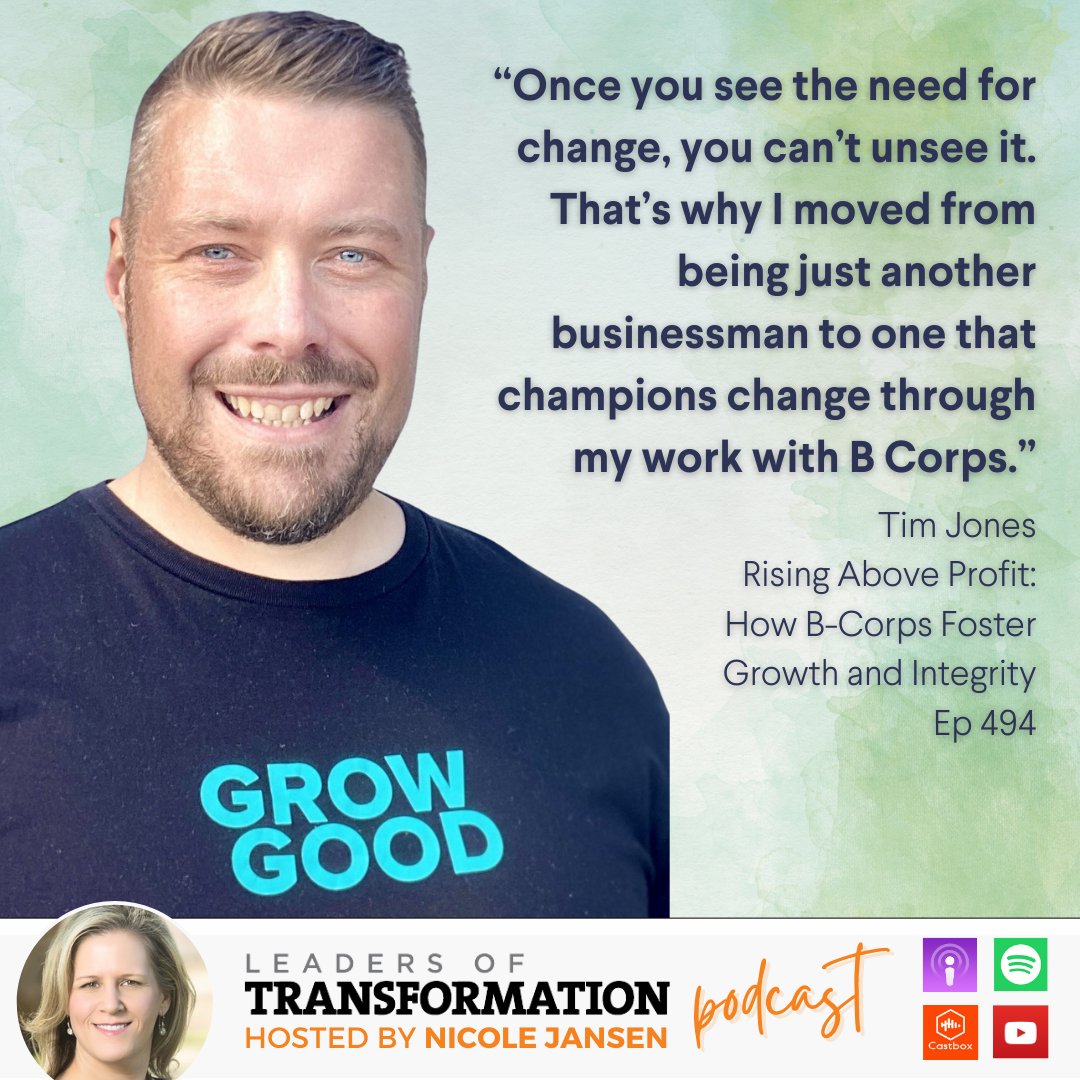 Tune in as "That B Corp Bloke" Tim Jones discusses the transformative power of #bcorps in driving #ethical #businessgrowth and #socialimpact. 

#sustainablebusiness #businessgrowth #consciouscapitalism #leadership #leadersoftransformation #podcasts #podcastshow