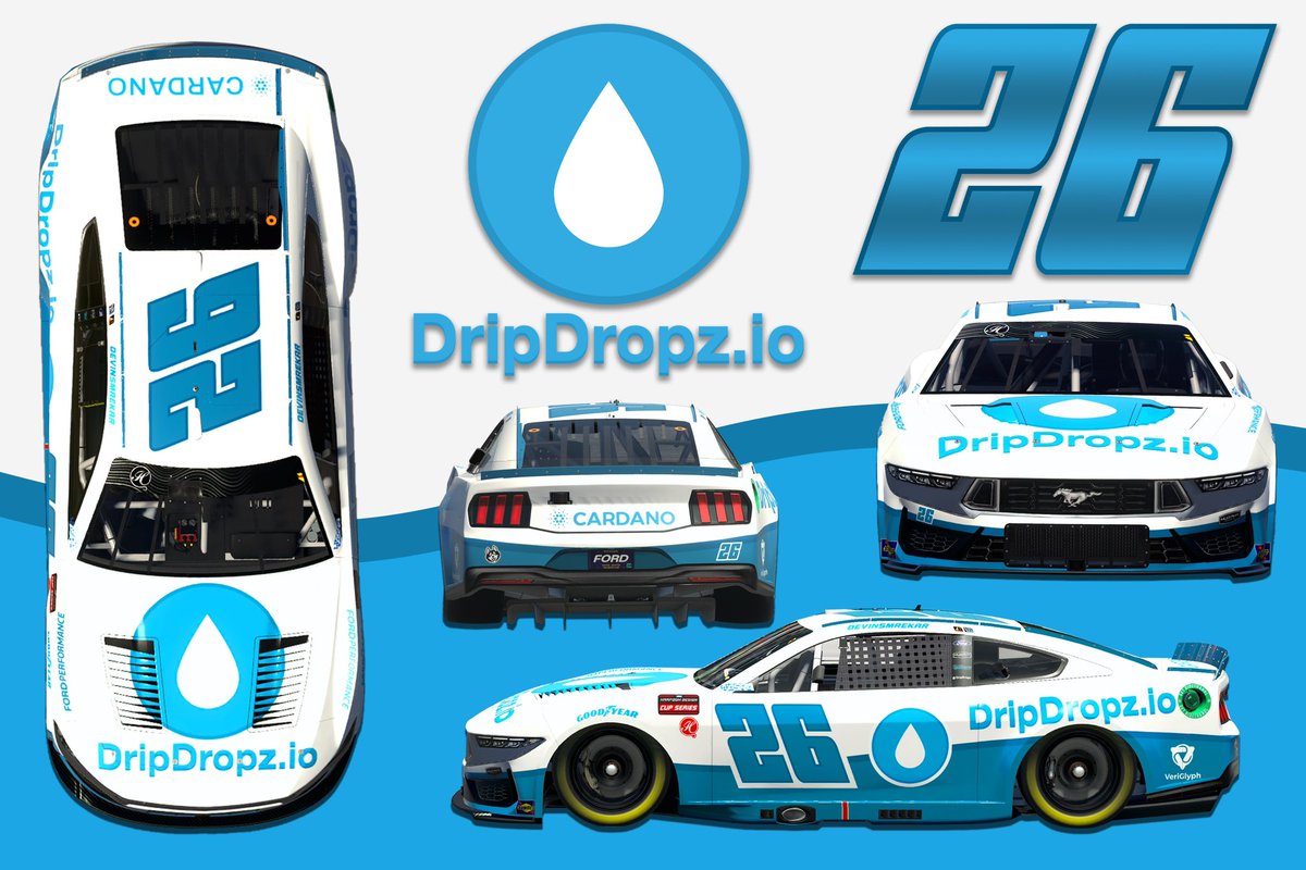Time to get down to business… 💪🏻 Starting at next weeks @ASRAiRacing All-Star Race, @dsmrekar26 will pilot THIS stunning @DripDropz_io Ford Dark Horse! DripDropz.io💧| #Cardano | #MeS