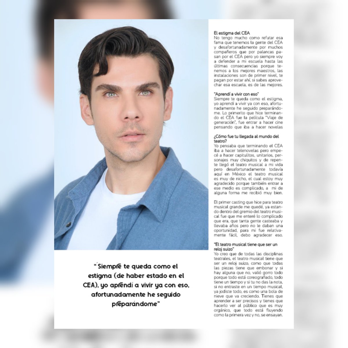 El actor y cantante <a href="/MoyAraiza/">𝕄𝕠𝕪 𝔸𝕣𝕒𝕚𝕫𝕒</a> nos habló sobre lo complicado que es el mundo del teatro musical

➡️ Entrevista: tiny.cc/khx2yz