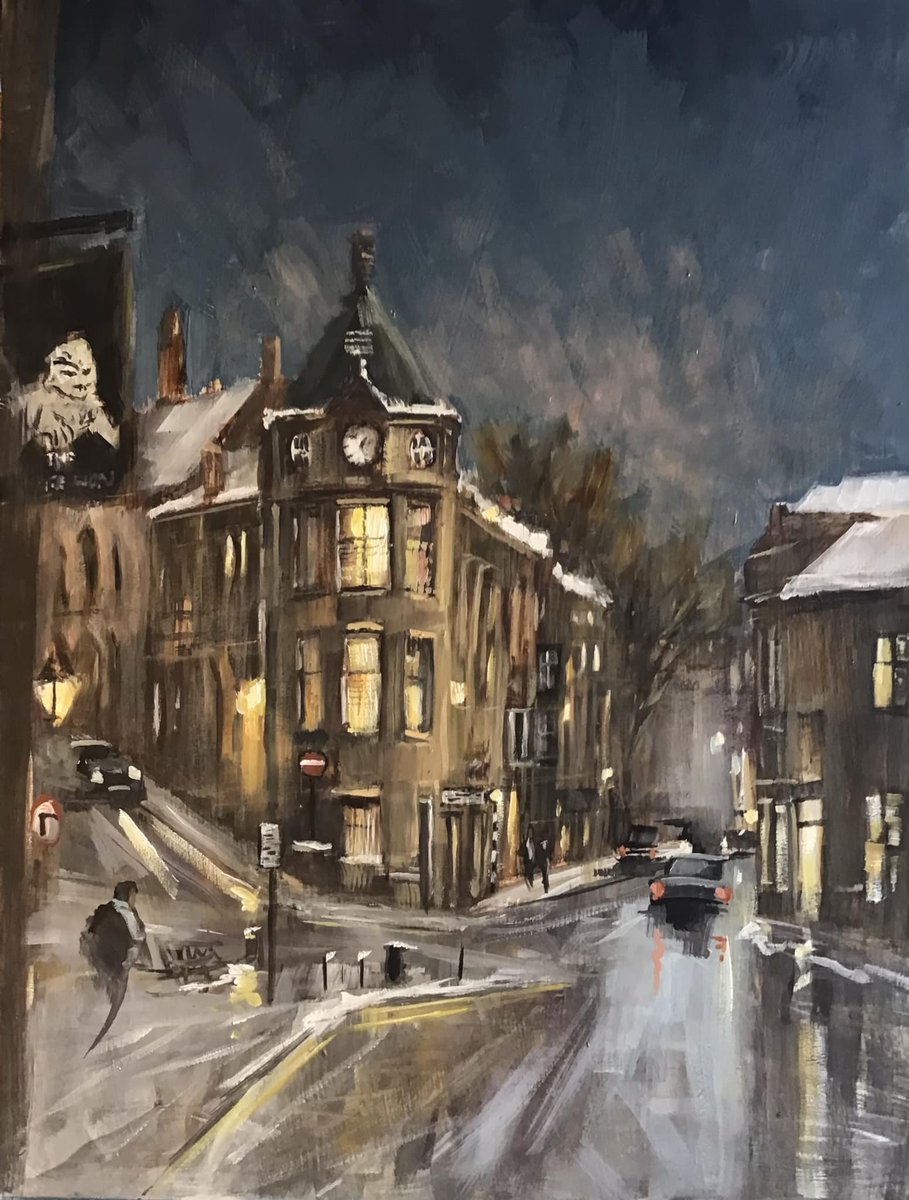 One for fellow members of the #LateNightWalkingClub 🌙 🥾 Clitheroe by Anthony Marn #Art #Townscape