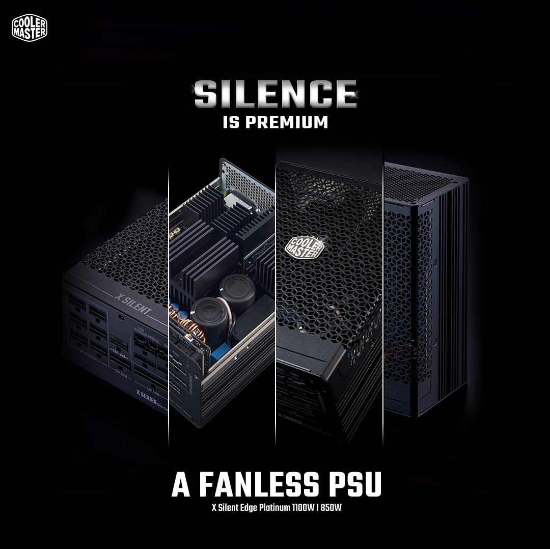 Silence isn't just the absence of noise; it's the hallmark of premium performance. The X Silent Edge Platinum – a fanless PSU ensures smooth system operation without any distracting hum or buzz. 

#coolermaster #psu #fanless #platinum #silence #pcbuild #pcsetup