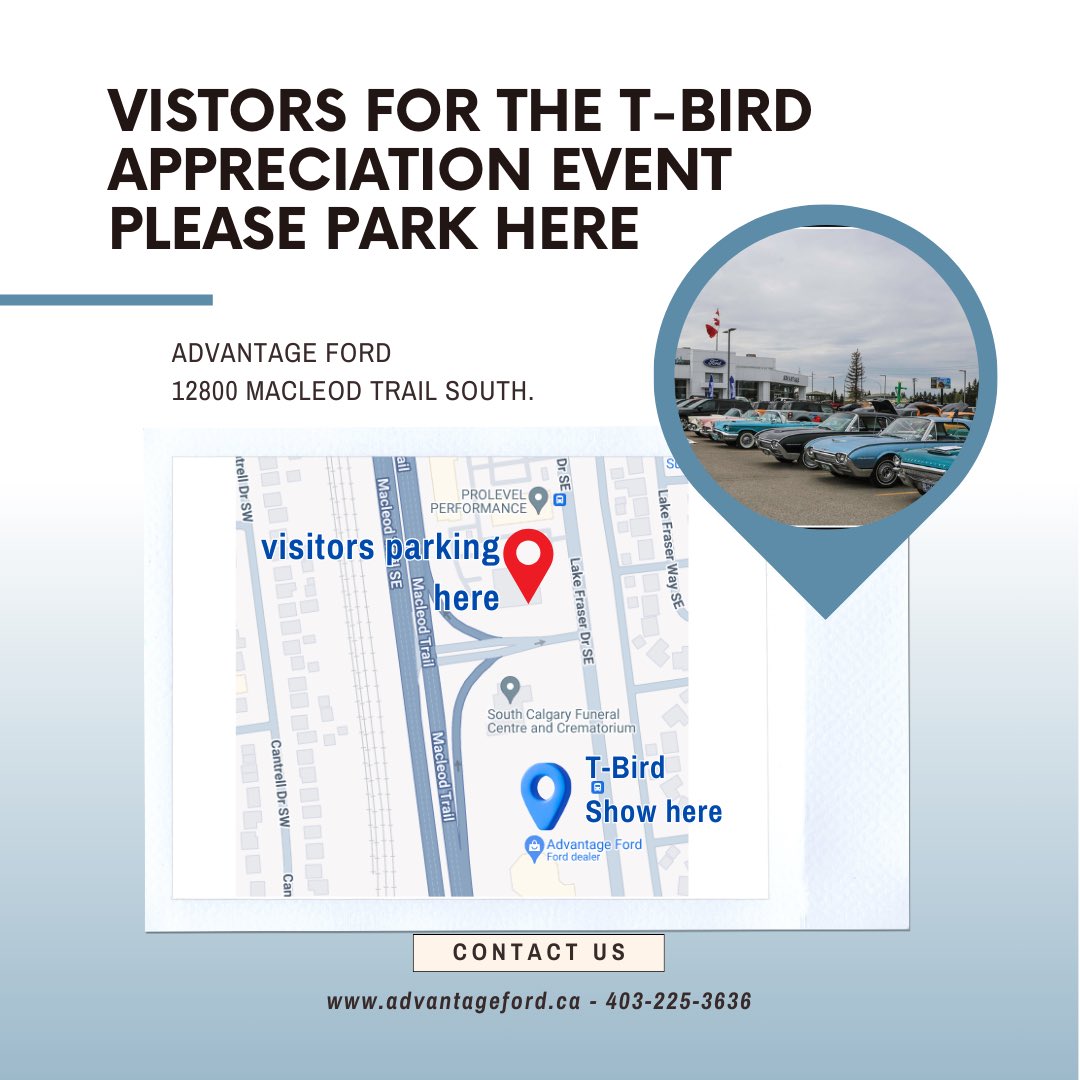 Need plans for Saturday? Then you need to come here! 🚗💨

Join us this Saturday, as we team up with the Calgary Thunderbird Club for an unforgettable event! Indulge in mouthwatering BBQ delights and feast your eyes on the timeless beauty of T-Birds! 🍔✨ 

➡️ For parking maps!