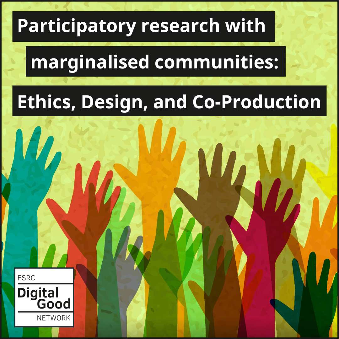 Join our online webinar about participatory research with marginalised communities. 
Hear from @dylanyamadarice @sanjay_digital &
Rosendy Fernandez Galabo of @ImaginationLanc 

digitalgood.net/webinar-partic…

#digitalgood #participatoryresearch #ethicalAI #artbasedresearch #codesign