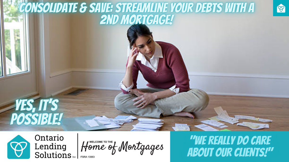 Feeling overwhelmed by multiple debts? A 2nd mortgage can help consolidate them into one lower monthly payment, saving you money in the long run. Schedule a free consultation today! #debtconsolidation #savemoney #FinancialFreedom #2ndmortgage #mortgage #mortgagebroker