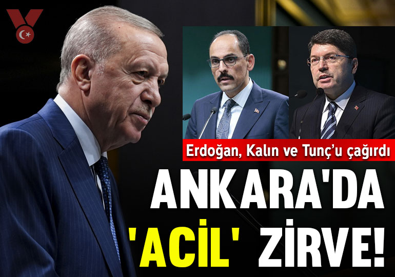 Ankara’da ‘acil’ zirve: Cumhurbaşkanı Erdoğan’ın MİT Başkanı İbrahim Kalın ve Adalet Bakanı Yılmaz Tunç’la görüşmesi başladı veryansintv.com/ankarada-acil-…