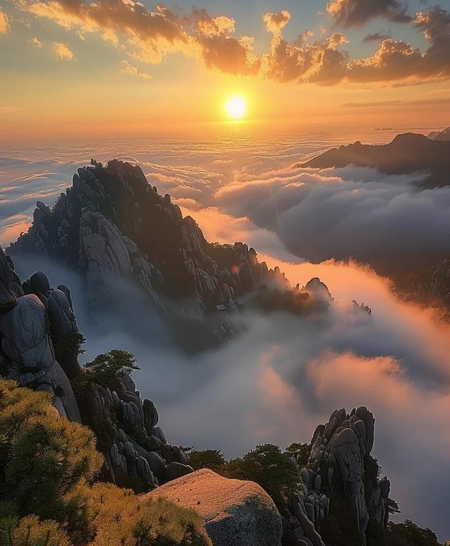 泰山奇观｜日出云海翻滚，美极了 Wonders of Mount Tai｜Beautiful sunrise with a sea of clouds