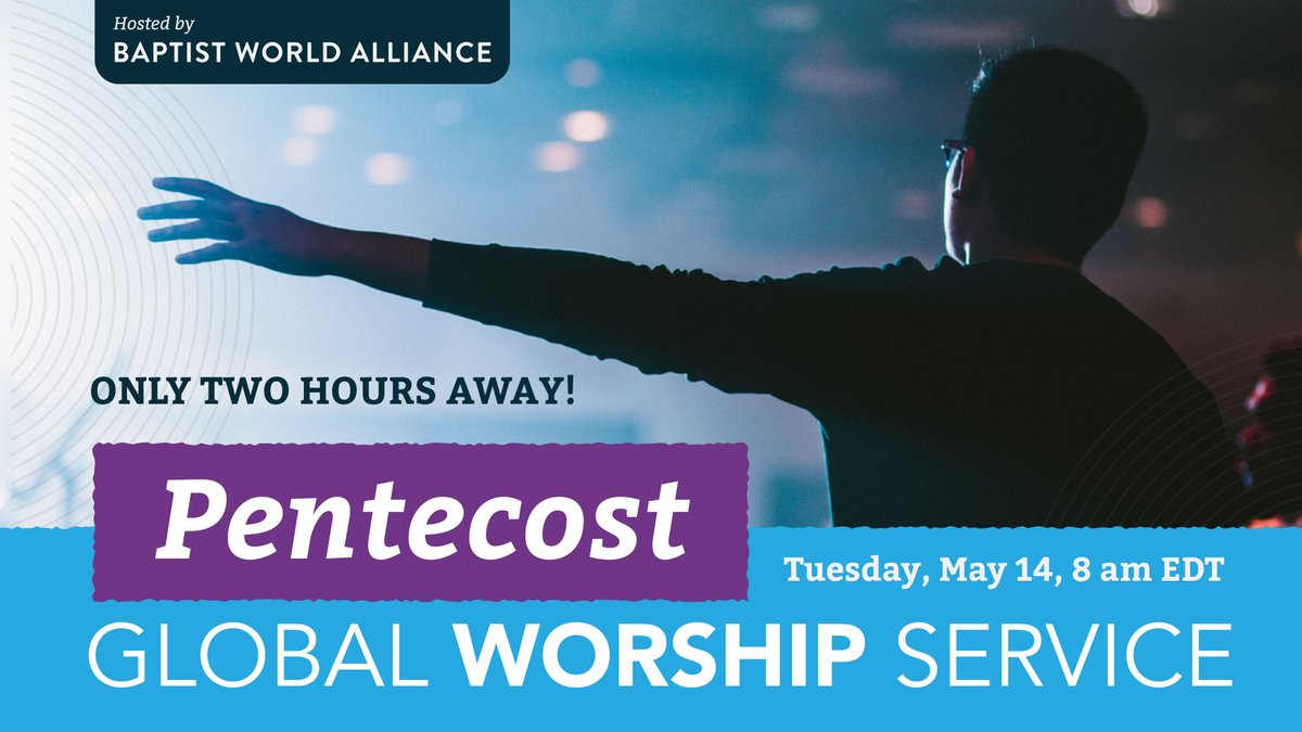 Counting down! Only two hours until our 'Together at Pentecost' global worship service. Join us for a meaningful time of worship, prayer, and giving at youtu.be/RlBaV4R67oo. #bwaglobalimpact #Pentecost