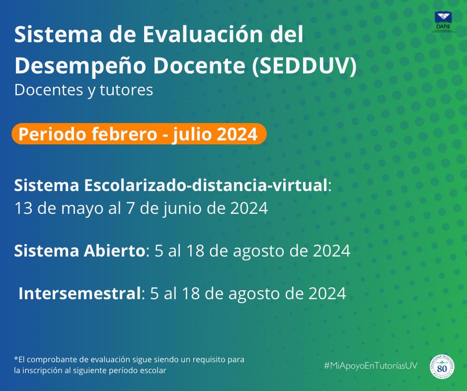 LuzioUV's tweet photo. #EstudianteUV 
Recuerda que ha iniciado el periodo para la evaluación docente del periodo escolar febrero-julio 2024. ¡Es primordial realizarla para la IL! https://t.co/d6tsn1zJ2I