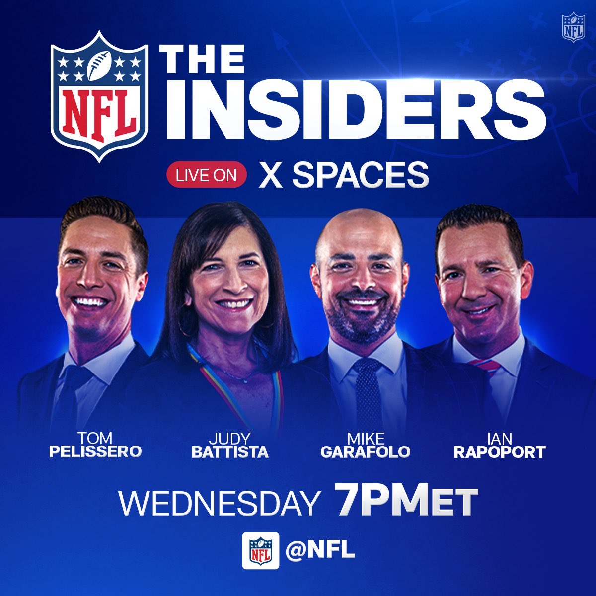 Join me, @RapSheet, @TomPelissero and @judybattista tomorrow at 7p Eastern, an hour ahead of the NFL schedule release for an X Space with The Insiders: x.com/i/spaces/1ynko…