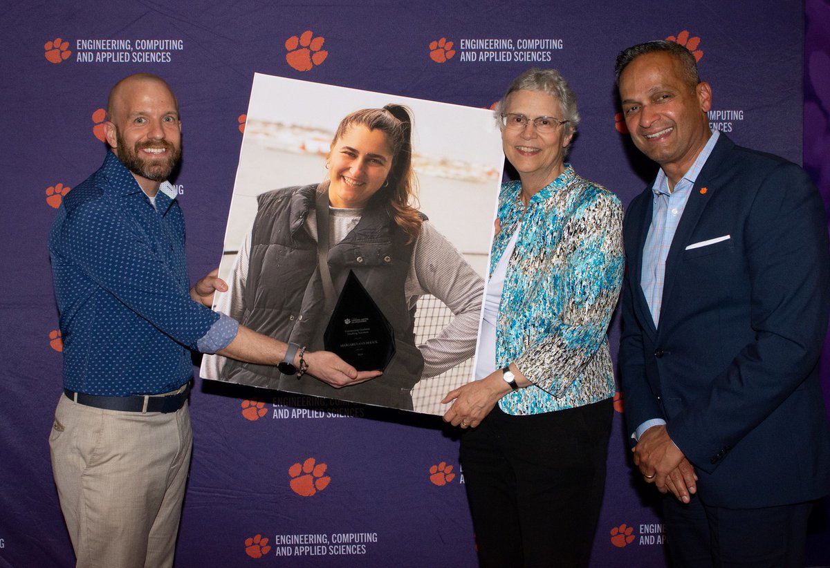 The awards keep coming!
This year, ESED student Margaret Ann Bolick won the Outstanding Graduate Teaching Assistant Award at the college and university levels! Sadly, MA couldn’t be at the ceremony, but Drs. Matt Voigt and Cindy Lee (ESED) brought her picture along!
Congrats, MA!