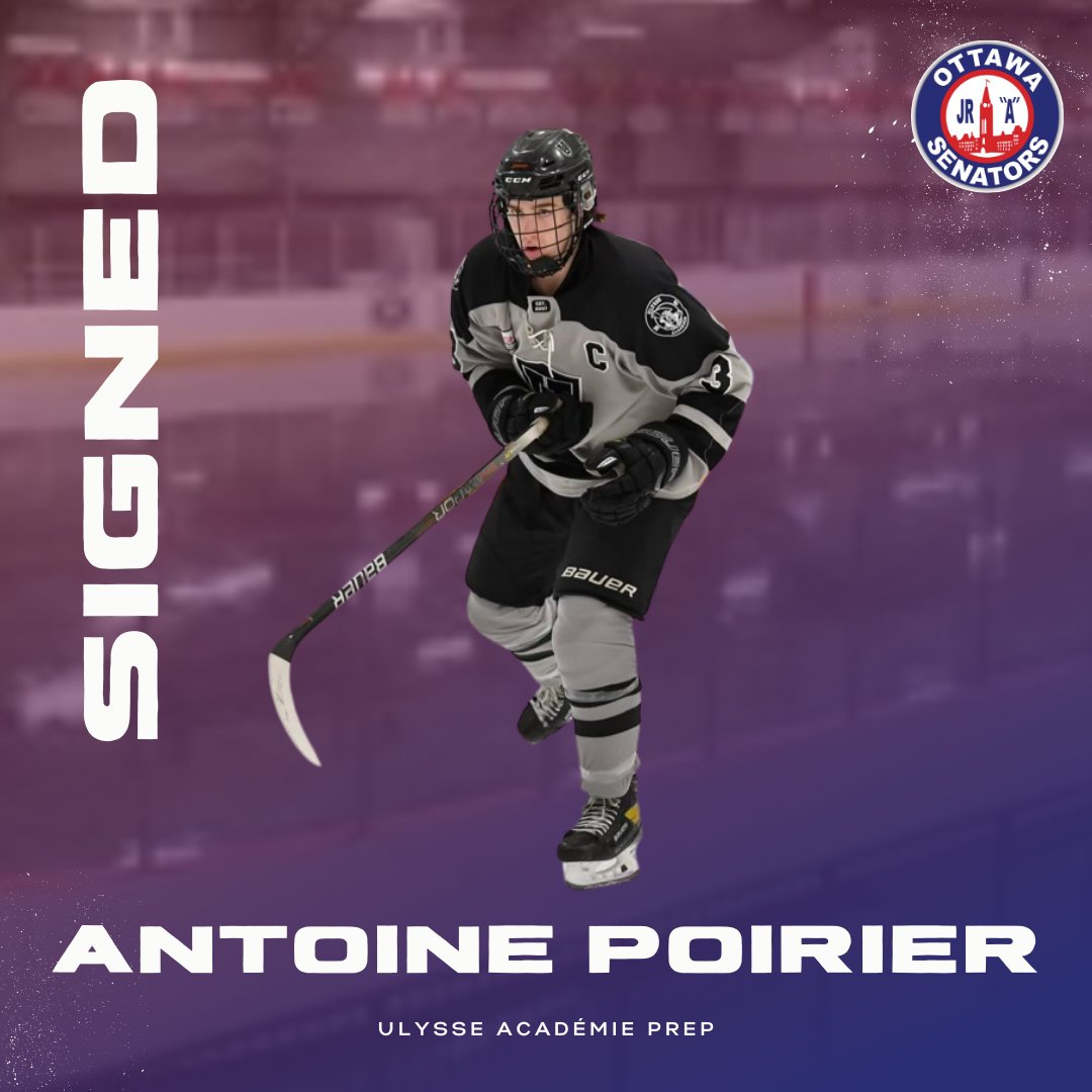 🚨SIGNING🚨 We are happy to announce the signing of Antoine Poirier out of Ulysse prep for the upcoming season!! Read more: tinyurl.com/4n54pmsf #OJS #JrSenators #signing #JrAhockey #Jrsens #offseason
