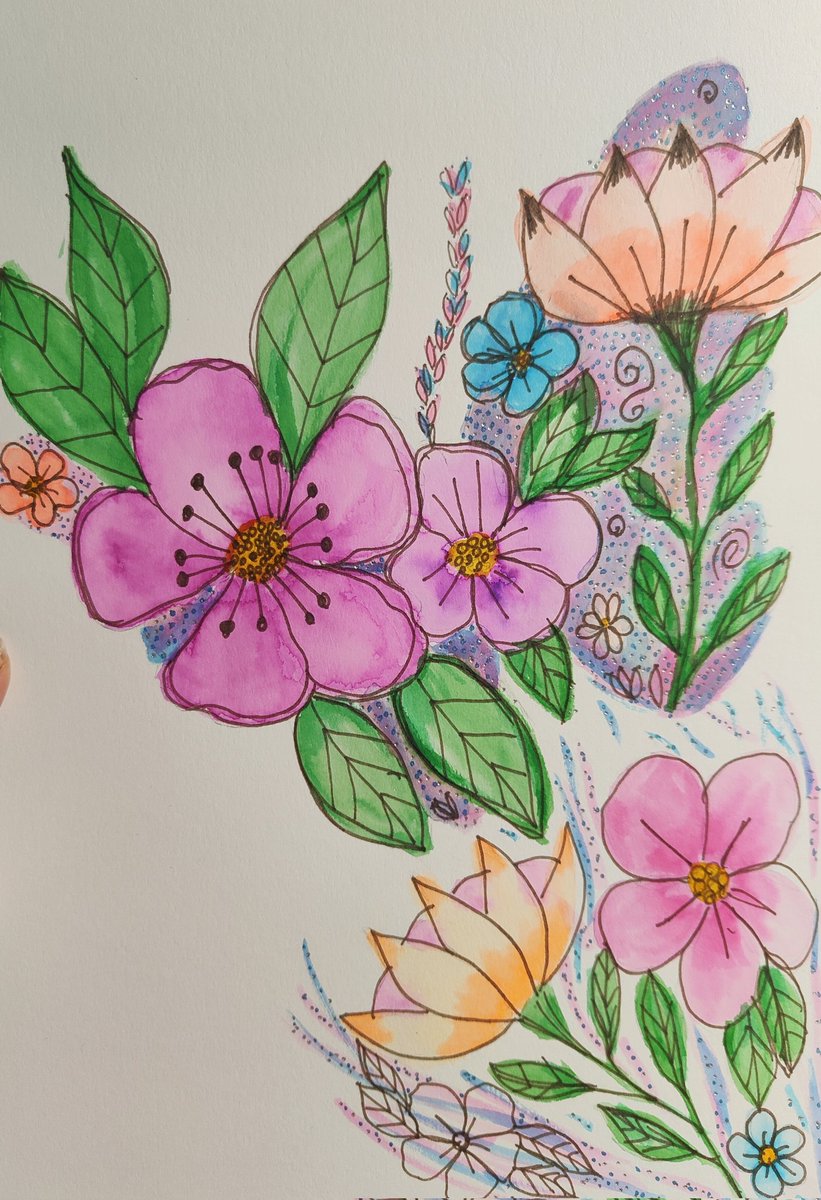 Painting times #art #artist #artwork #draw #drawing #liner #fineliner #pretty #artwork #watercolour #painting #butterfly #flowers #floral