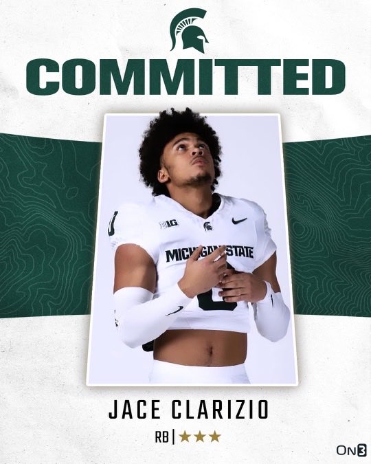 BREAKING: Michigan State lands 2025 three-star RB Jace Clarizio… The East Lansing RB is the the third high school commitment in three days, and the fifth commitment in the 2025 Spartan class. (FREE): on3.com/teams/michigan…