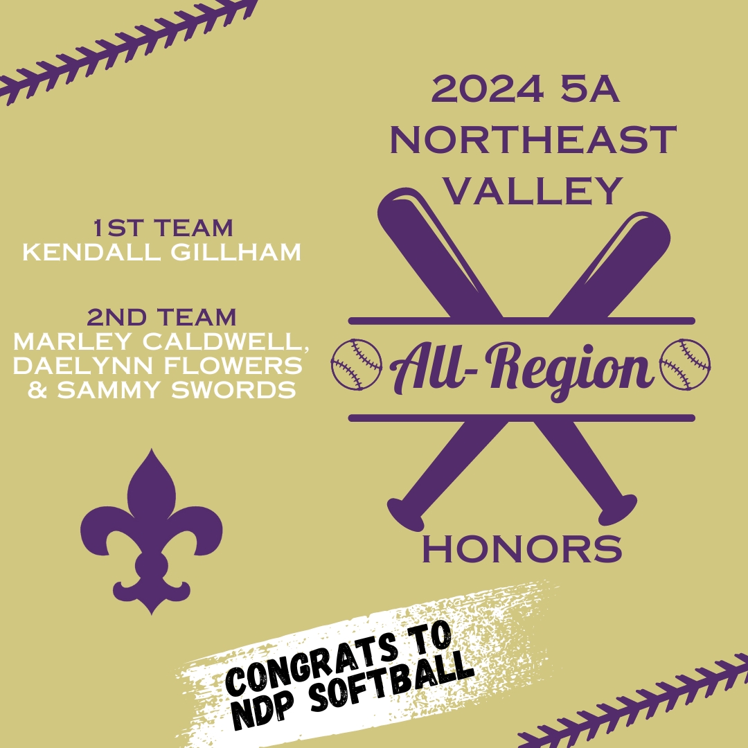 Congratulations go out to NDP Softball's Kendall Gillham, Marley Caldwell, Daelynn Flowers and Sammy Swords who all landed on the AIA's 2024 5A Northeast Valley Honors list. Way to go, Saints! #GoSaints #reverencerespectresponsibility