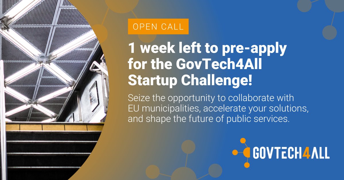 🚀 Uneix-te al repte #Govtech4all i revoluciona el futur dels serveis públics i l'eficiència energètica!

Una oportunitat única per col·laborar, innovar i liderar en l'àmbit GovTech amb la teva solució.

🔝 Preinscriu-t'hi i enlaira la teva start-up! ow.ly/j6rK50RynXi