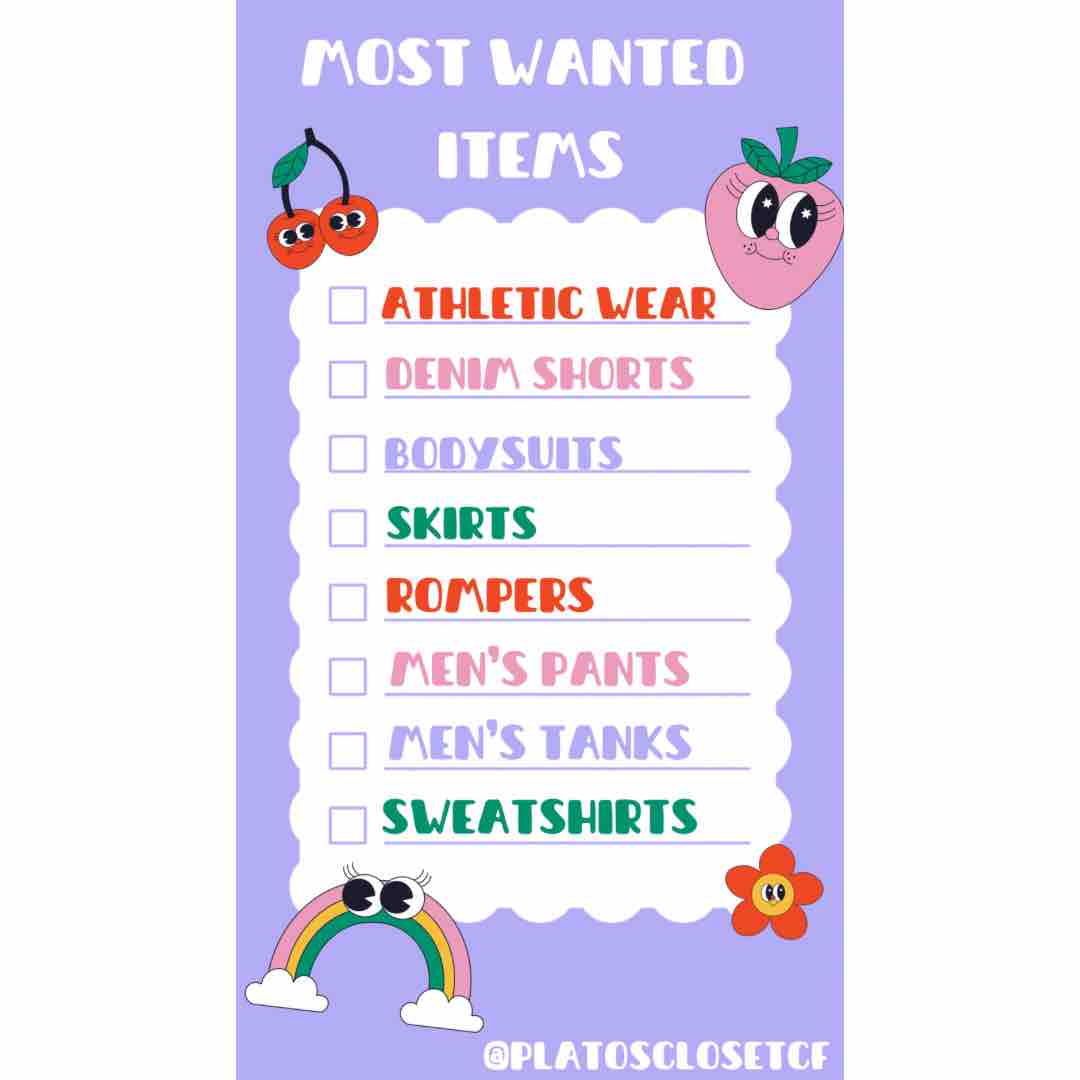 Check out our updated most wanted items list! 🥳🤍

#gentlyused #platosclosetcedarfalls #trendystyles #shopwithus #sellwithus #recycleyourstyle #trendsforless #cedarfalls #iowa #platoscloset