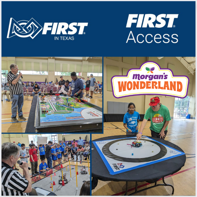 FIRST Access promotes and provides inclusive opportunities in STEM to students with disabilities and special needs. FIRST in Texas will be hosting an event at Morgan’s Wonderland in San Antonio on 6/22/24! For more information: firstintexas.org/programs/first… firstaccess@firstintexas.org
