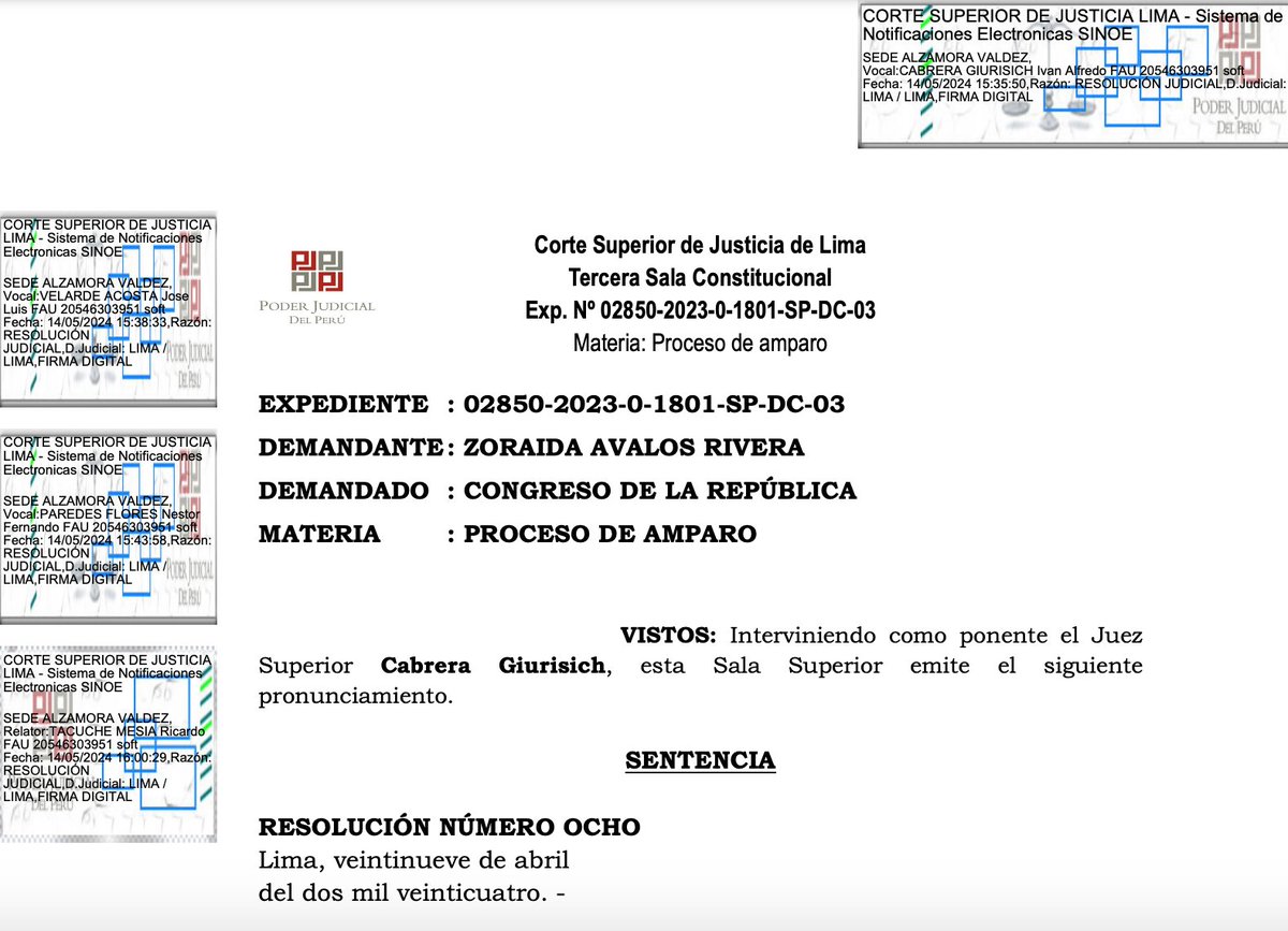 Once meses después de la ilegal inhabilitación del Congreso a la fiscal suprema Zoraida Ávalos, una sala constitucional ordena su reincorporación como titular del Ministerio Público. En diciembre, juez determinó que no cometió ningún delito, como refería el Congreso.