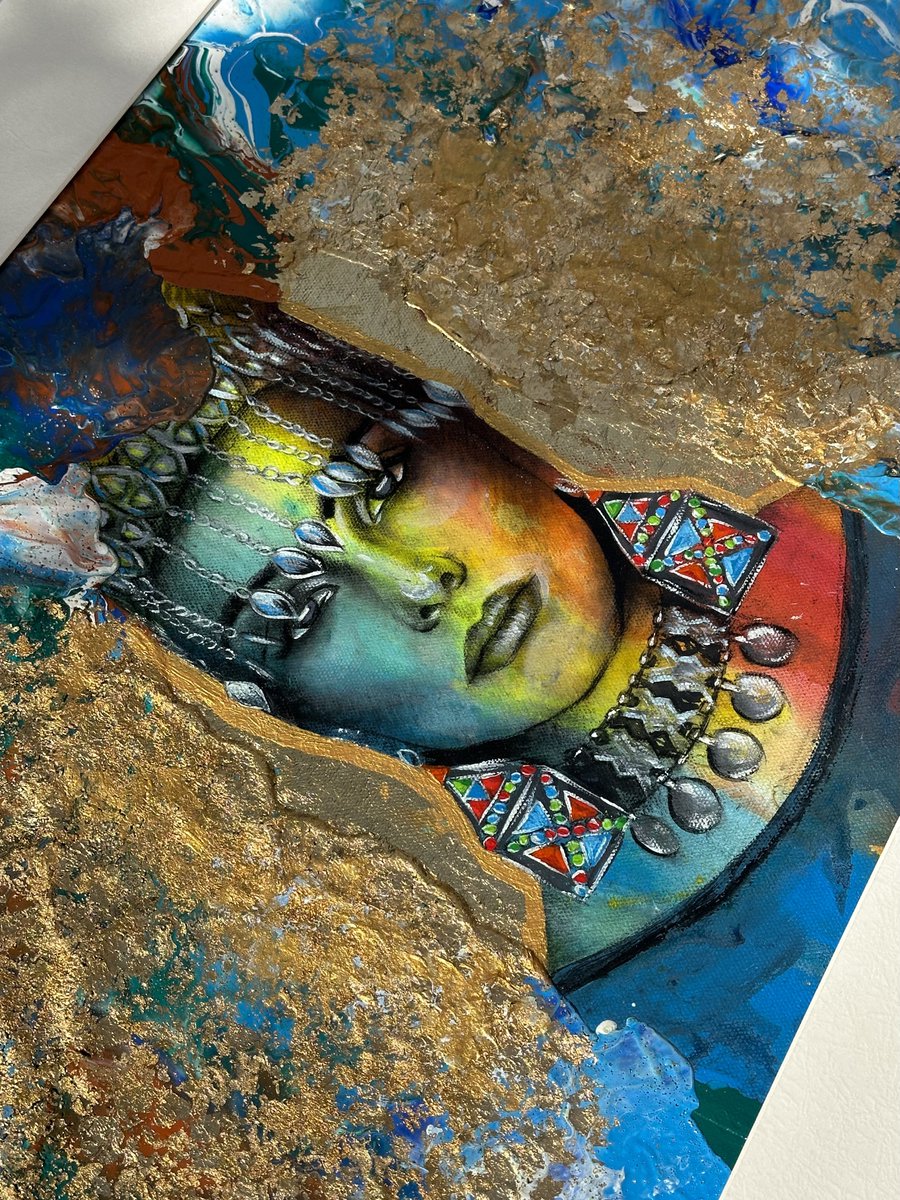 "Dedicated to Malala of Maiwand"

"I am a Pashtun maiden, unyielding and true,
With courage in my heart, and a spirit anew.
I am the daughter of Ahmad Shah, a legacy proud,
And the sister of Malala, with a spirit loud. 
Medium: acrylic and canvas. 
Year: 2024 
Size: 58 by 91 cm.