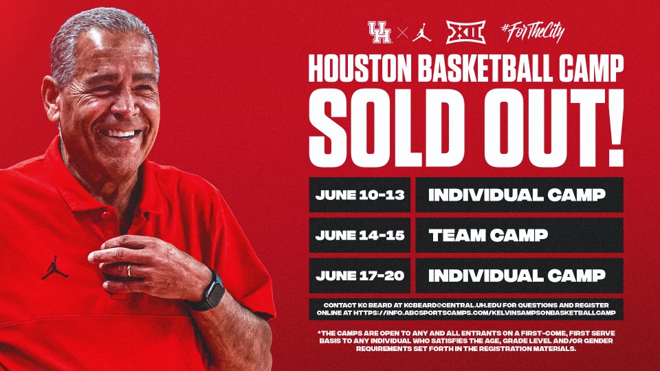 THANK YOU to everyone who signed up early! We are SOLD OUT of @CoachSampsonUH team and individual Summer Camps See everyone soon! #ForTheCity x #GoCoogs