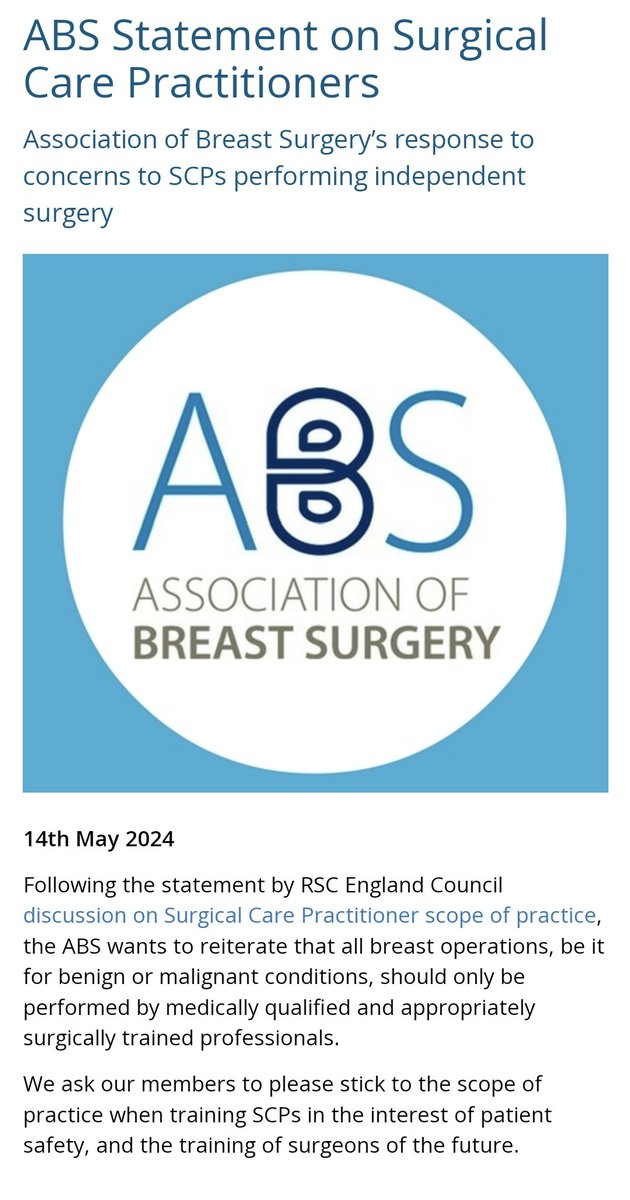 Please read below the @ABSGBI 's response to concerns about Surgical Care Practitioners performing independent surgery.