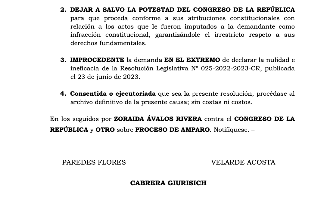 jfowks's tweet photo. Once meses después de la ilegal inhabilitación del Congreso a la fiscal suprema Zoraida Ávalos, una sala constitucional ordena su reincorporación como titular del Ministerio Público. En diciembre, juez determinó que no cometió ningún delito, como refería el Congreso. https://t.co/w2jfZmls2d