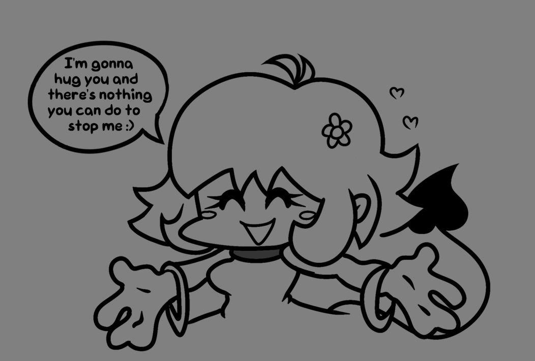 Rosa decided to go and spread joy today, how nice ☺️

Also just fyi, she hugs people REALLY tightly so if you don't tell her that, your bones are gonna be CRUSHED 😋
#oc #fridaynightfunkin #FNF #fnfgf #fnfoc #gf
