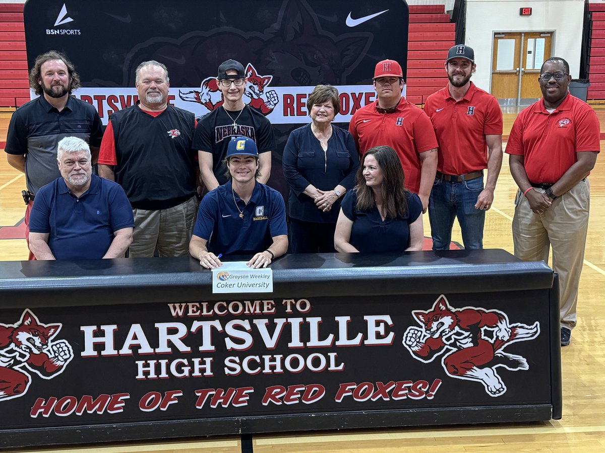 Congratulations to <a href="/HartsvilleB/">Hartsville Baseball</a> standout Grayson Weekley, he signed to play at nearby Coker University this morning!