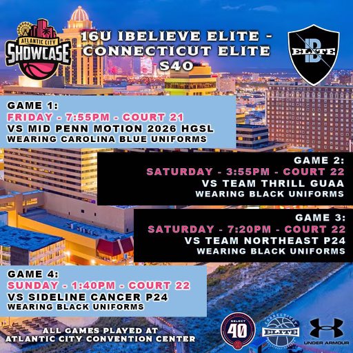 Here is my schedule for this upcoming live period in Atlantic City. Can’t wait! @ibelieve_elite