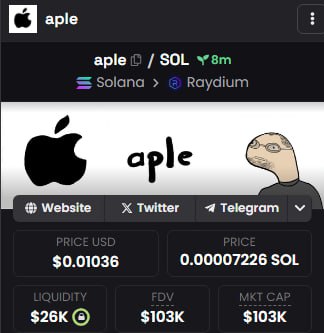 aplesolana's tweet photo. oh fuckkkkk we're live!

watch $aple stok go #1

dexscreener updated, ads too! - go stiv!

Ca: BBHw2SF82KYGRjVEMFEuFabeqFbZXPf4EU1RFjeYGzKu

TG: https://t.co/6zBCTJJspy
Web: https://t.co/lw8HTwv1oK https://t.co/SucUmdek3r