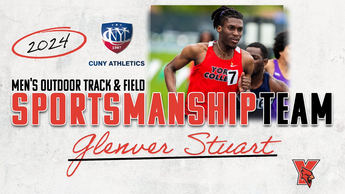 Wrapping up the day, 👏 to @YorkCollegeCUNY’s 𝗚𝗟𝗘𝗡𝗩𝗘𝗥 𝗦𝗧𝗨𝗔𝗥𝗧, a 2024 @CUNYAC Men's Outdoor Track & Field All-Star❌Sportsmanship Team member❗️

📰🔗 bit.ly/4dIvTag

#YCCardinals #RiseAbove #TheCardinalWay #FutureTakesFlight #TheCityPlaysHere #d3tf #NCAAD3