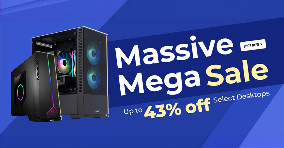 Massive Desktop Sale going on NOW including: AVGPC Gaming PC – AMD Ryzen 5600G + Vega 7 GPU $489.00 Cobratype Gaming PC – AMD Ryzen 5500 + RTX 3050 $649.99 Yeyian Gaming - i5-12400F + RTX 4060 $799.99 ABS Gaming – i7-13700F + RTX 4060 Ti $1179.99 newegg.io/fcd3ee9