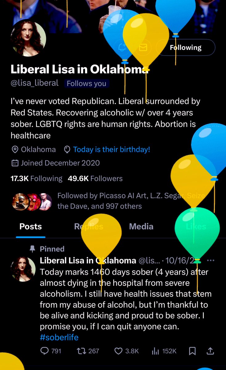 It’s Lisa’s 50th today. 🎉 She’s also a few shy of 50K followers. Let’s help her get there on her birthday. @lisa_liberal